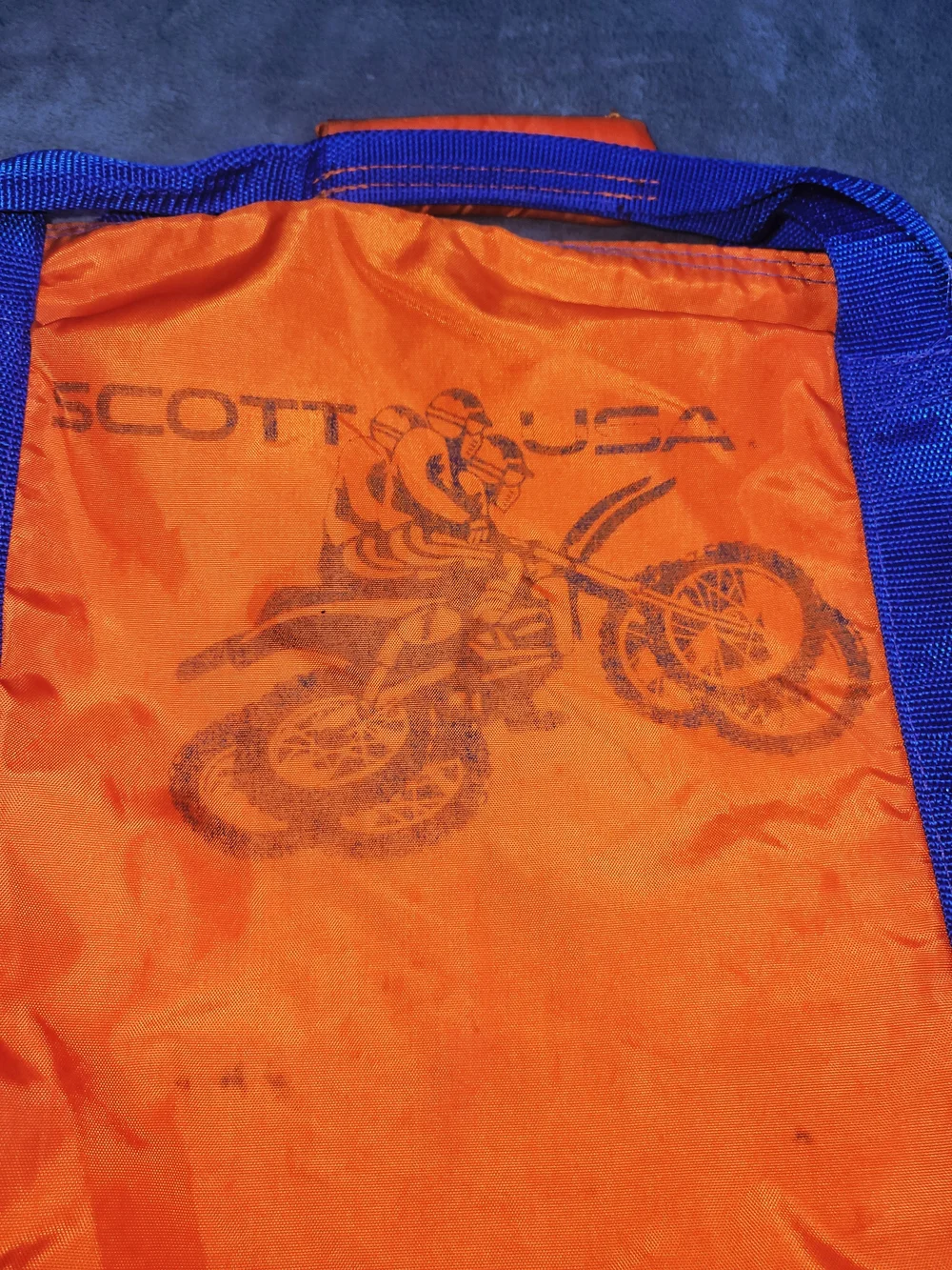 Vintage Scott USA Motocross Gear Duffel Bag Orange Blue 90s Retro MX BMX